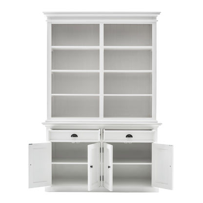 87" White Solid Wood Adjustable Four Tier Bookcase