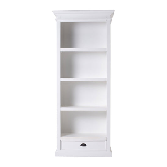 75" White Solid Wood Four Tier Bookcase