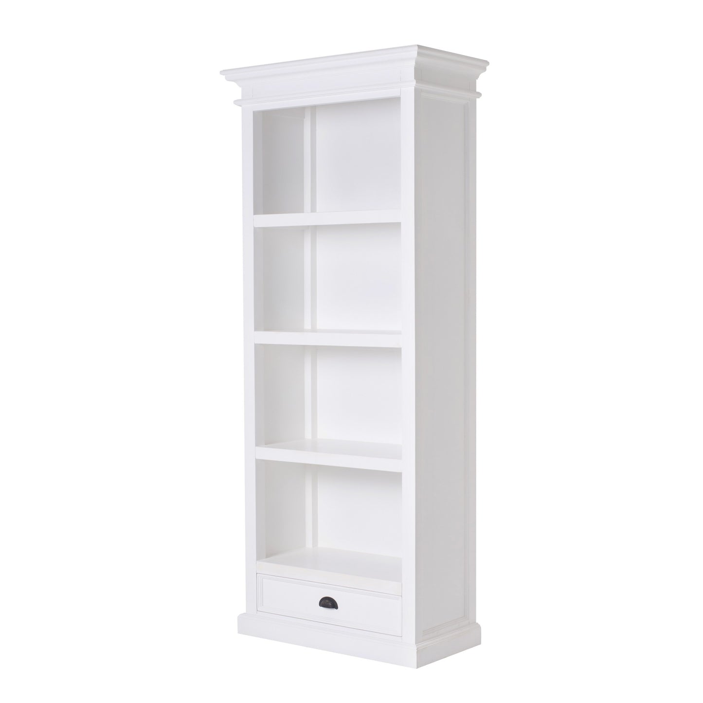 75" White Solid Wood Four Tier Bookcase