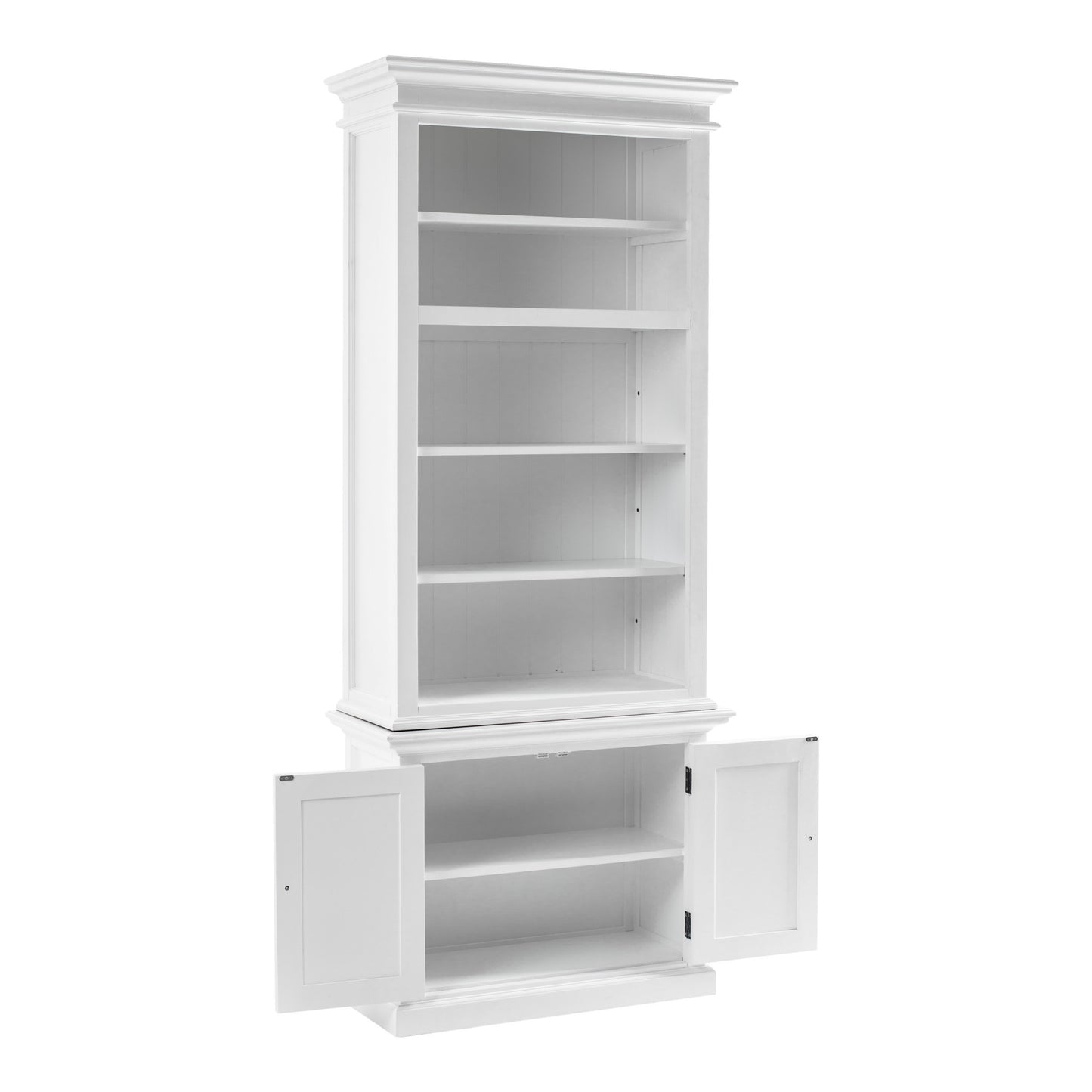 87" White Solid Wood Adjustable Four Tier Bookcase