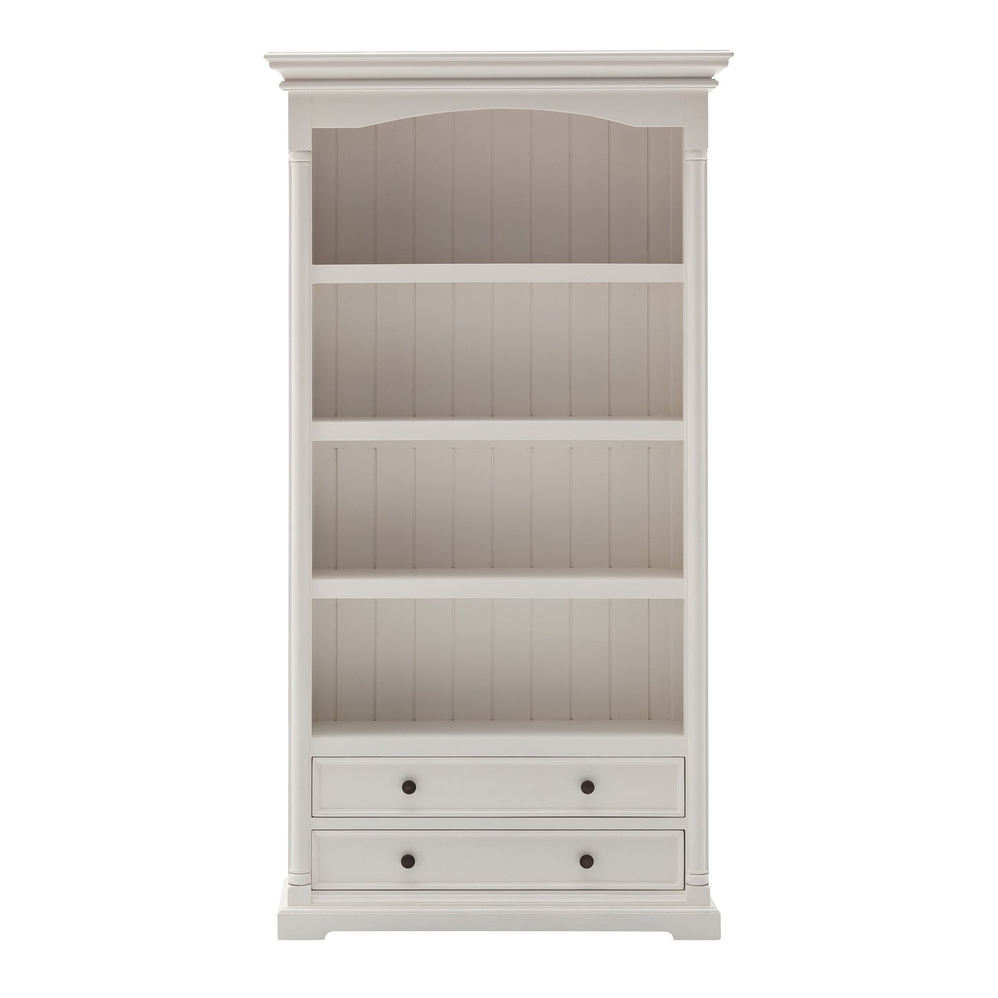 75" White Solid Wood Four Tier Bookcase