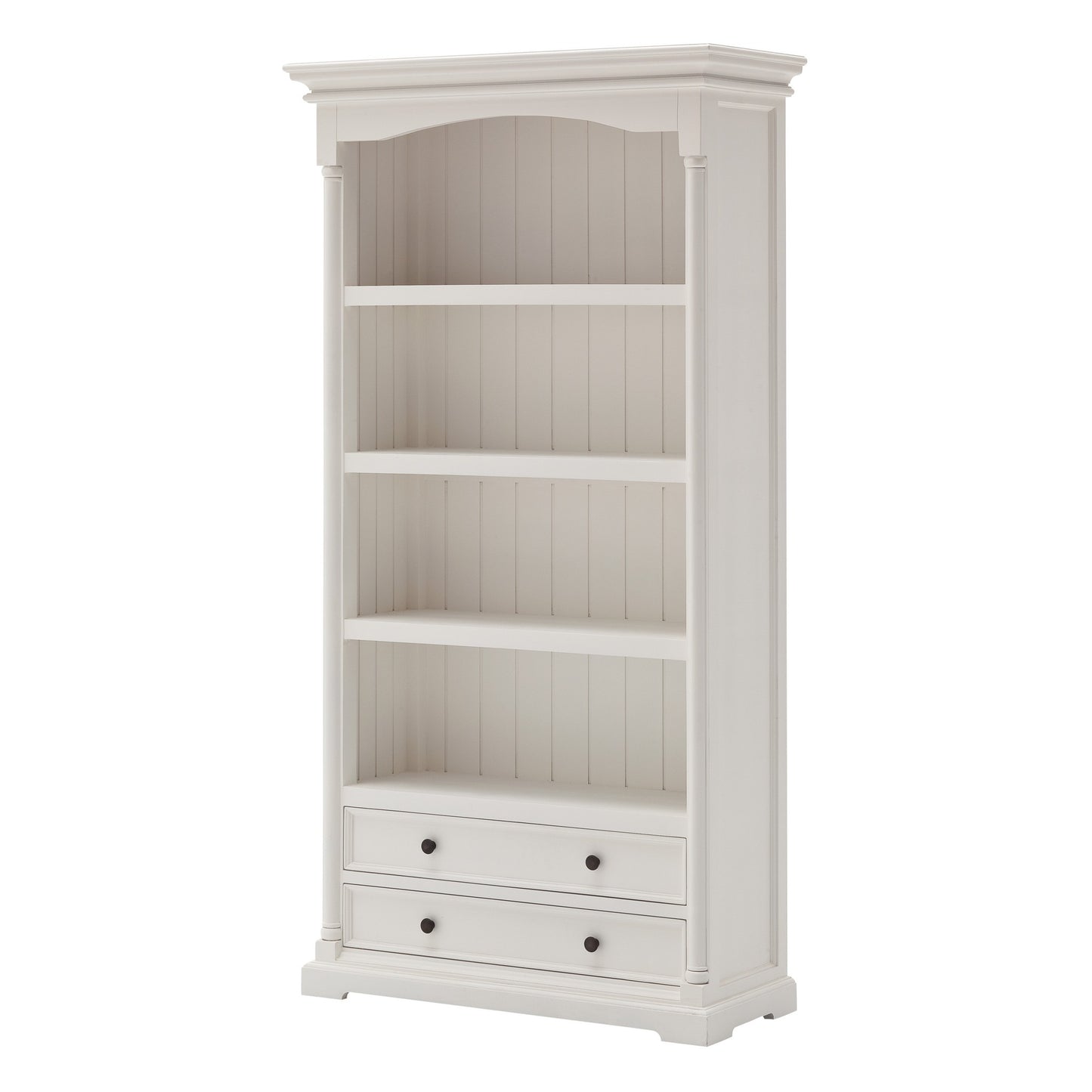 75" White Solid Wood Four Tier Bookcase