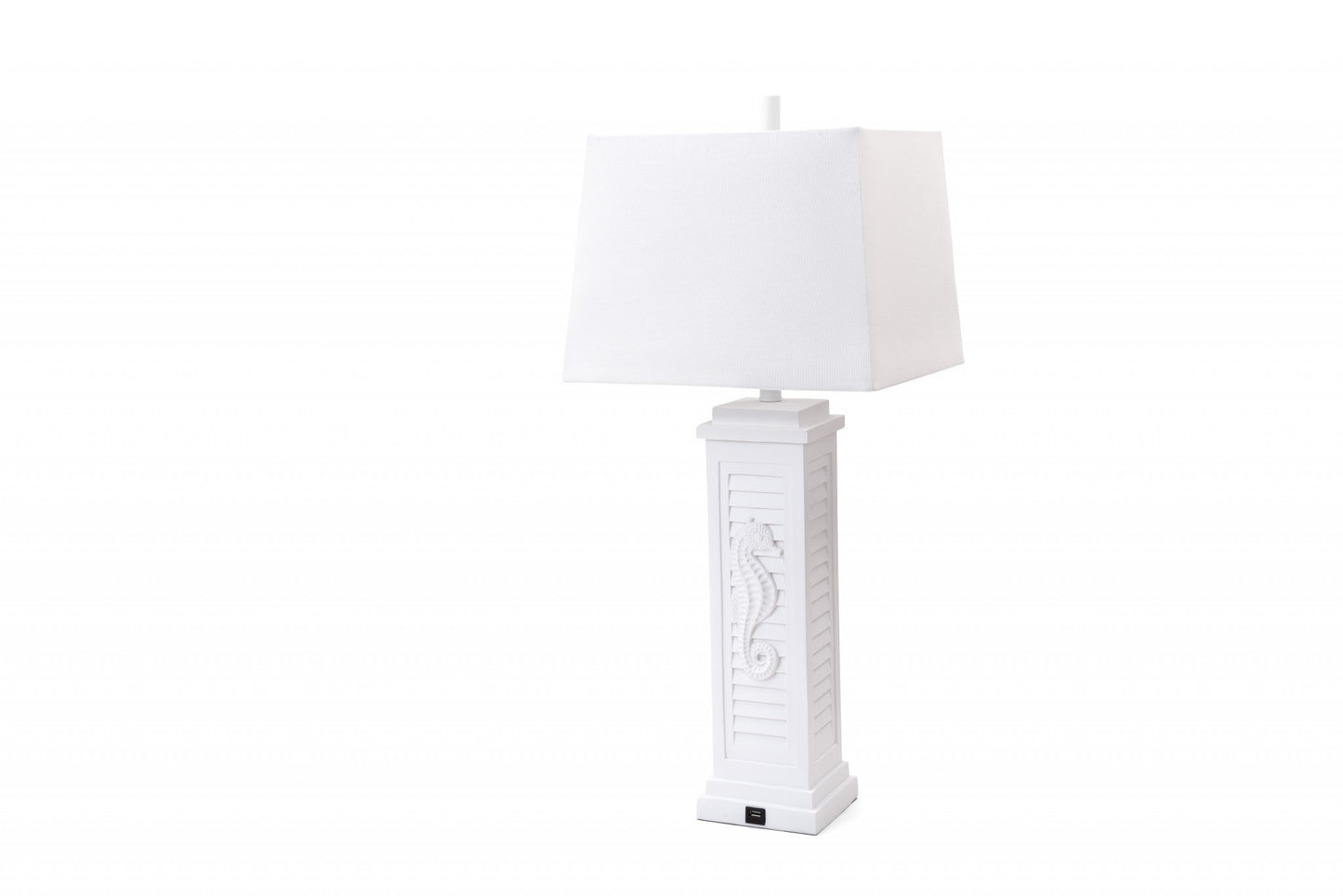 Set of Two 32" White Table Lamp With Off White Shade