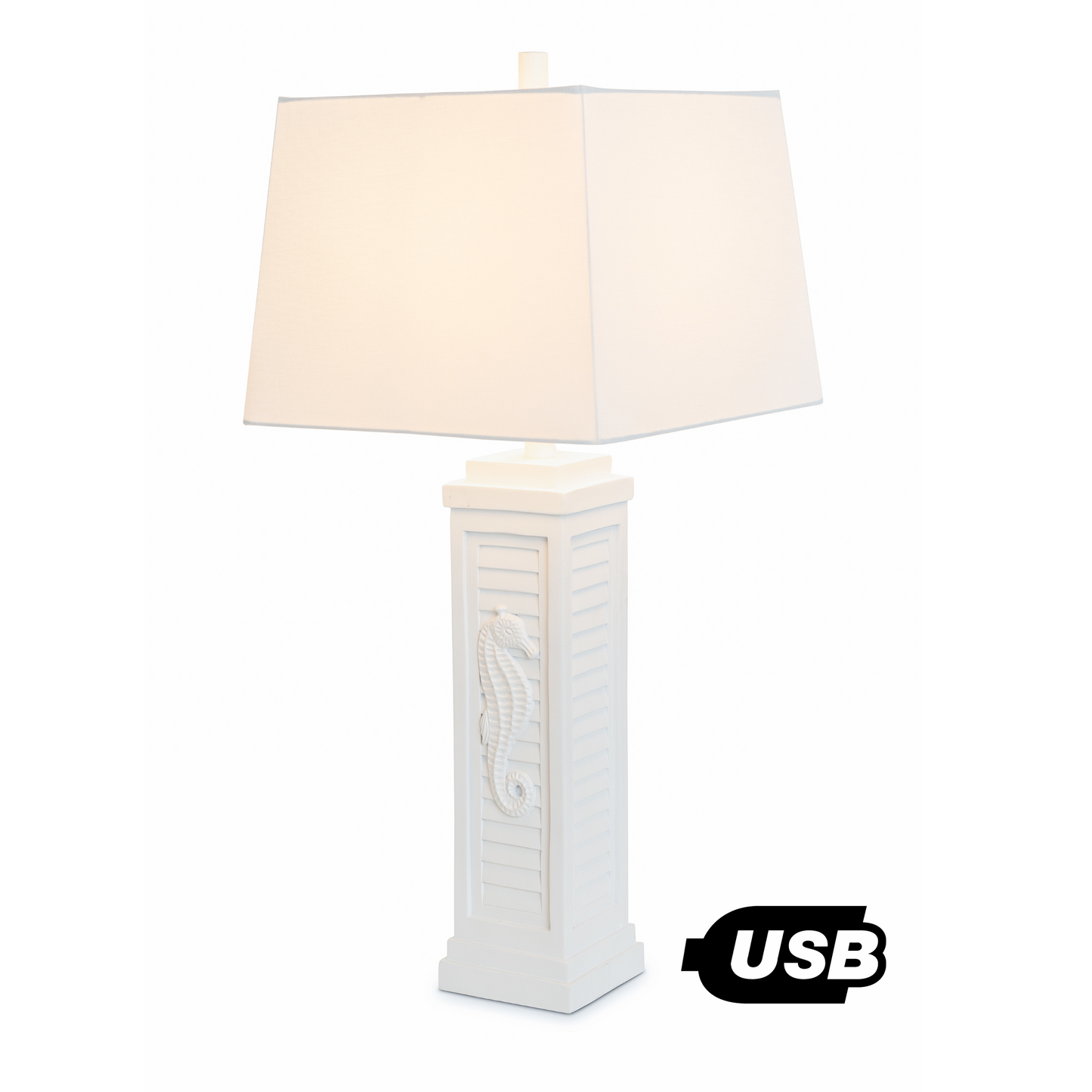 Set of Two 32" White Table Lamp With Off White Shade