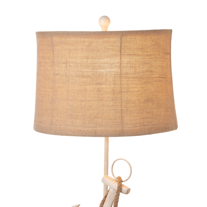 Set of Two Tan and White Anchor Table Lamps