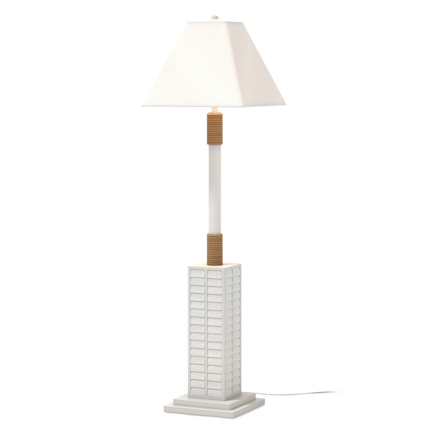 63" White Floor Lamp With White Linen Shade