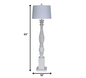 63" White Wash Plantation Resin Floor Lamp With White Fabric Drum Shade