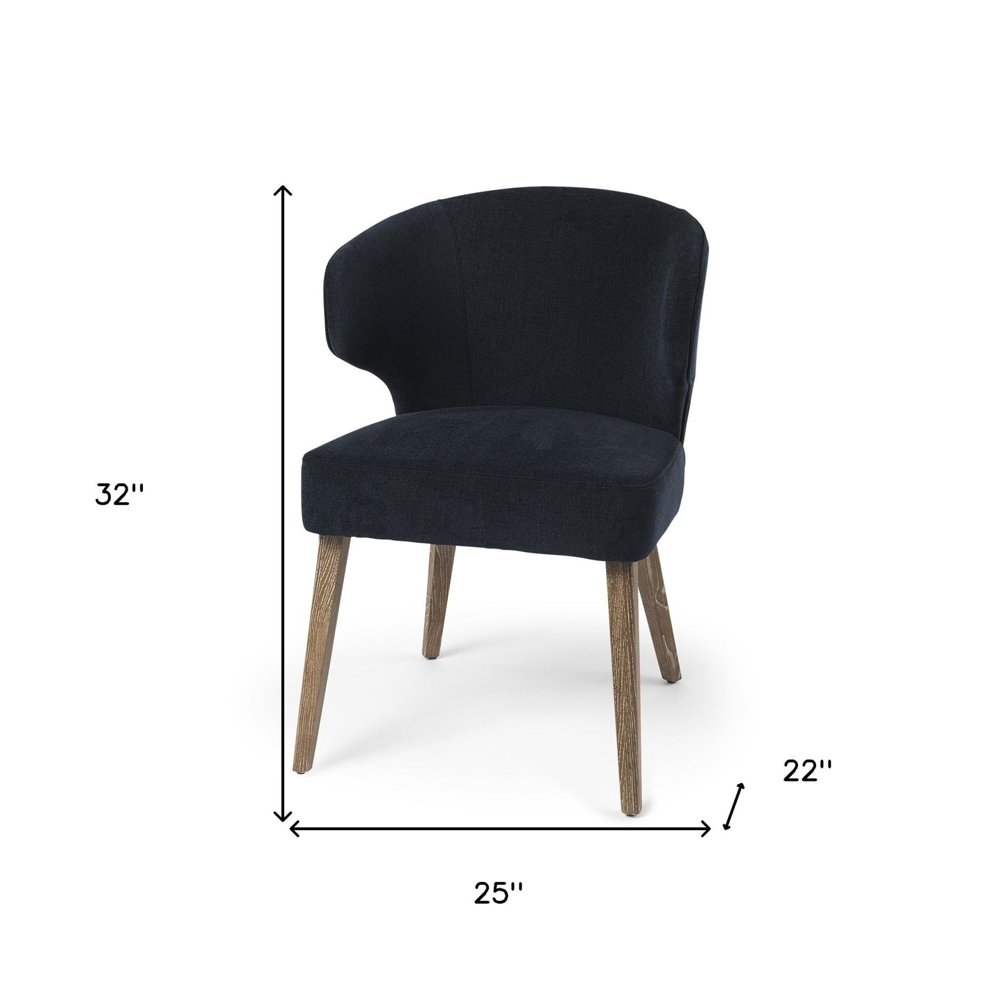 Navy Blue And Brown Wingback Dining Side Chair