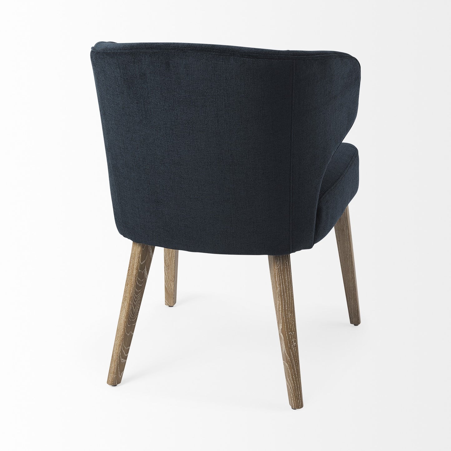 Navy Blue And Brown Wingback Dining Side Chair