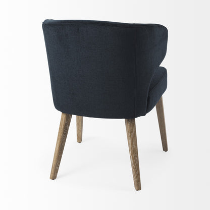 Navy Blue And Brown Wingback Dining Side Chair