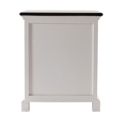 Distressed White and Deep Brown Nightstand With Shelves