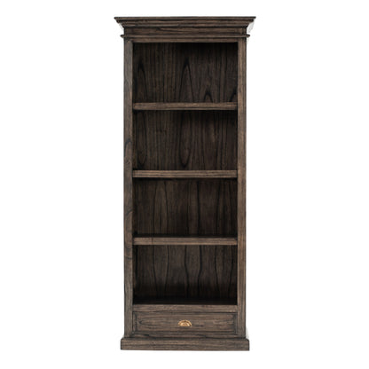 75" Brown and Black  Wood Four Tier Bookcase