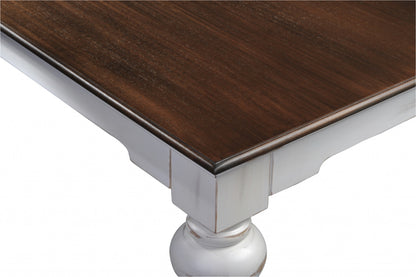 94" Dark Brown And White Solid Wood Dining Table