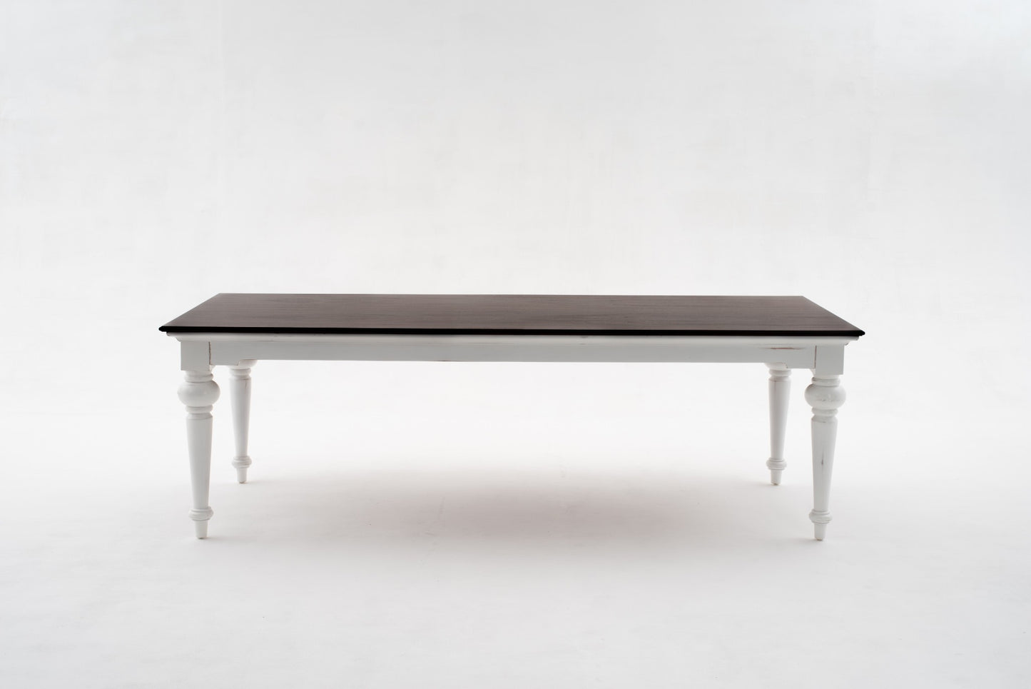 94" Dark Brown And White Solid Wood Dining Table