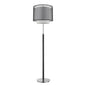 62" Chrome Traditional Shaped Floor Lamp With Black And White Drum Shade