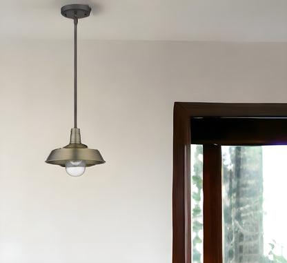 Brushed Gold Shallow Plate Adjustable Pendant Light