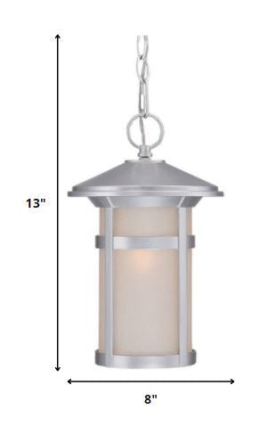 Silver Lantern Metal Dimmable Chandelier With Frosted Shades