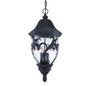 XL Three Light Matte Black Leaf Detail Hanging Light