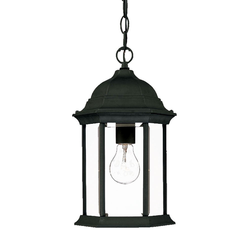 Matte Black Glass Lantern Hanging Light