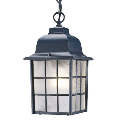 Matte Black Window Pane Lantern Hanging Light