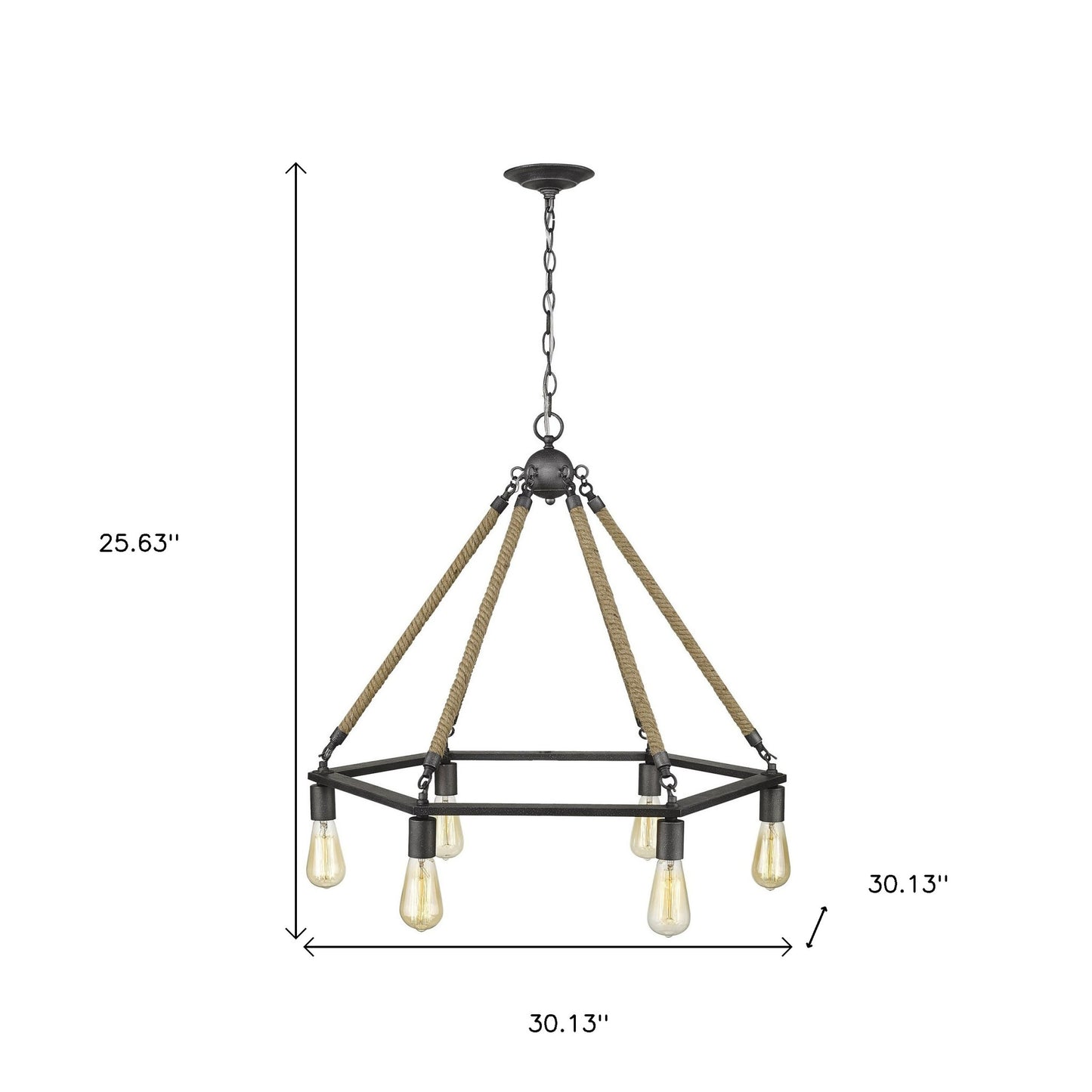 Brown and Black Six Light Metal Dimmable Chandelier