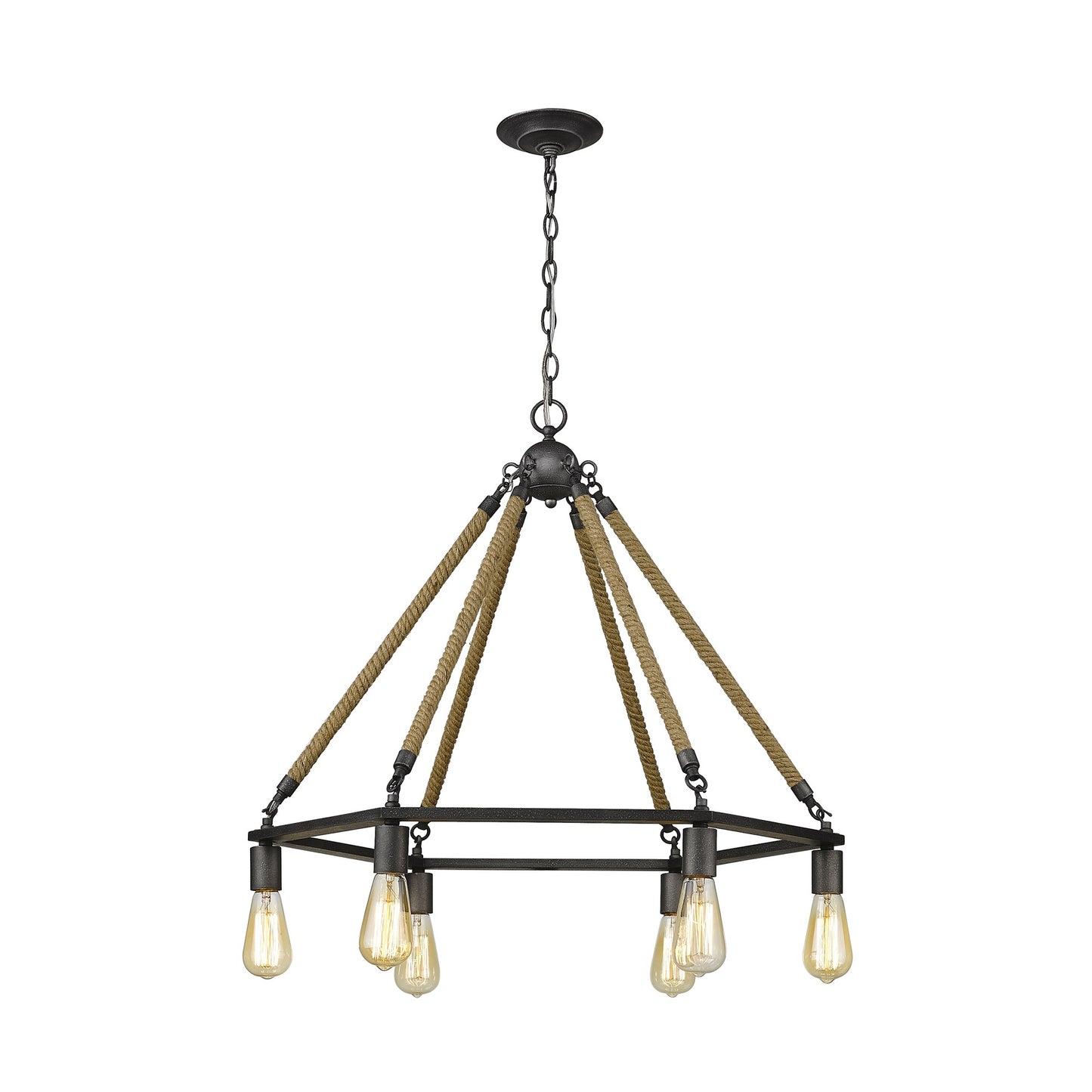 Brown and Black Six Light Metal Dimmable Chandelier