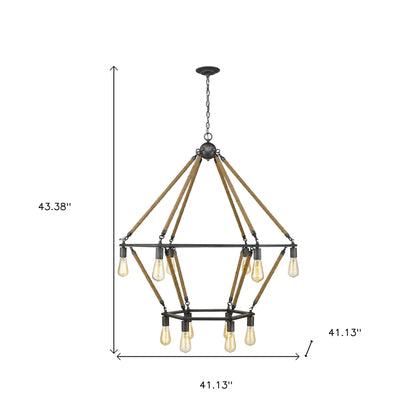 Brown and Black Twelve Light Metal Dimmable Chandelier