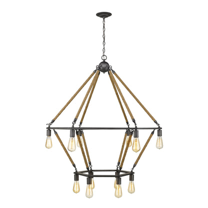 Brown and Black Twelve Light Metal Dimmable Chandelier