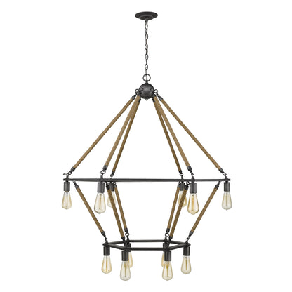 Brown and Black Twelve Light Metal Dimmable Chandelier