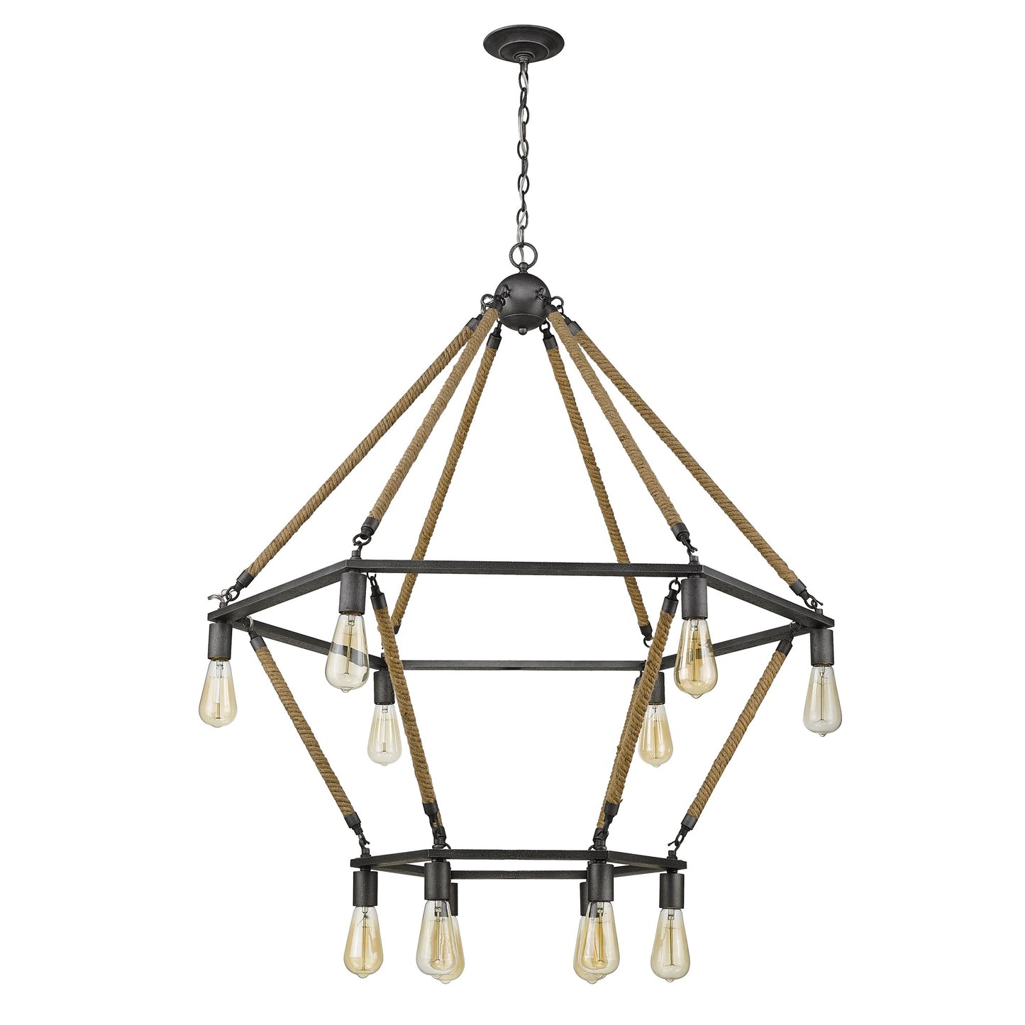 Brown and Black Twelve Light Metal Dimmable Chandelier