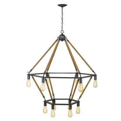 Brown and Black Twelve Light Metal Dimmable Chandelier