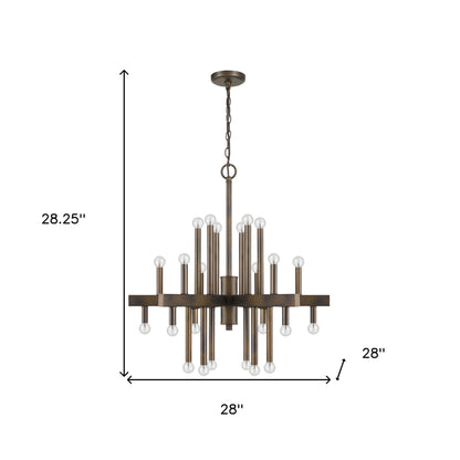 Brown Candle Style Multi Light Metal Dimmable Chandelier