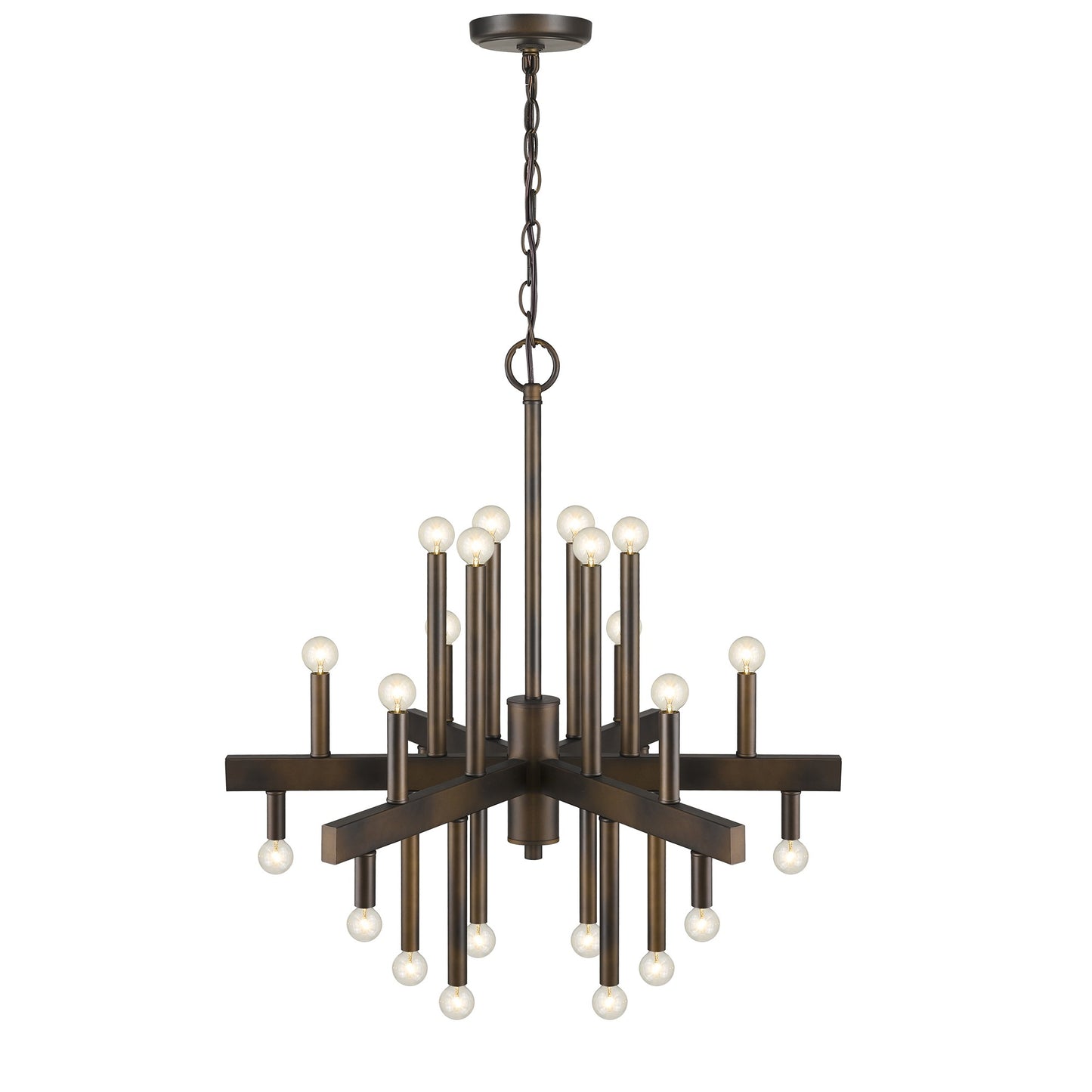 Brown Candle Style Multi Light Metal Dimmable Chandelier