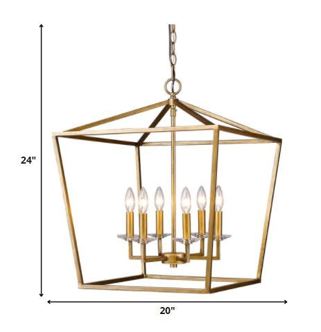 Kennedy 6-Light Antique Gold Foyer Pendant With Crystal Bobeches