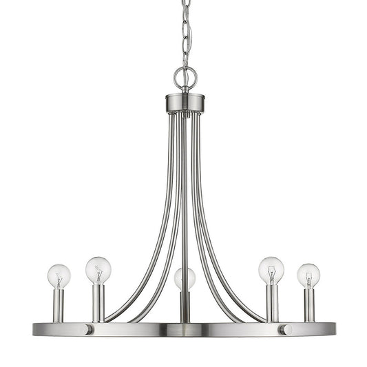 Silver Candle Style Five Light Metal Dimmable Chandelier