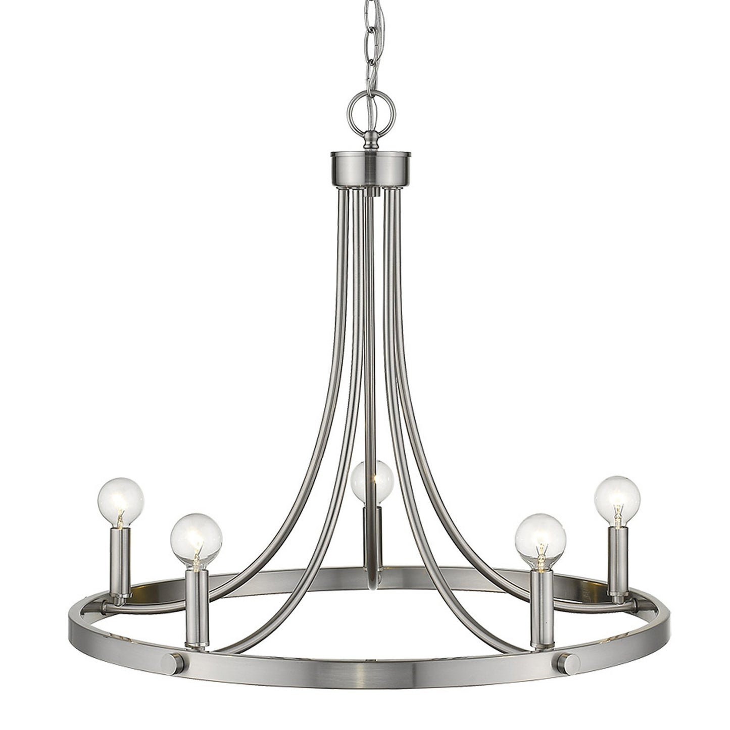 Silver Candle Style Five Light Metal Dimmable Chandelier