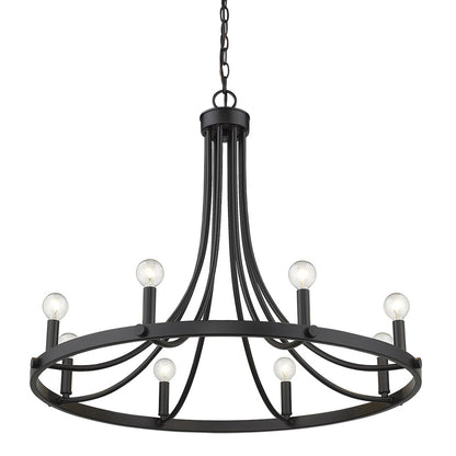 Black Candle Style Eight Light Metal Dimmable Chandelier