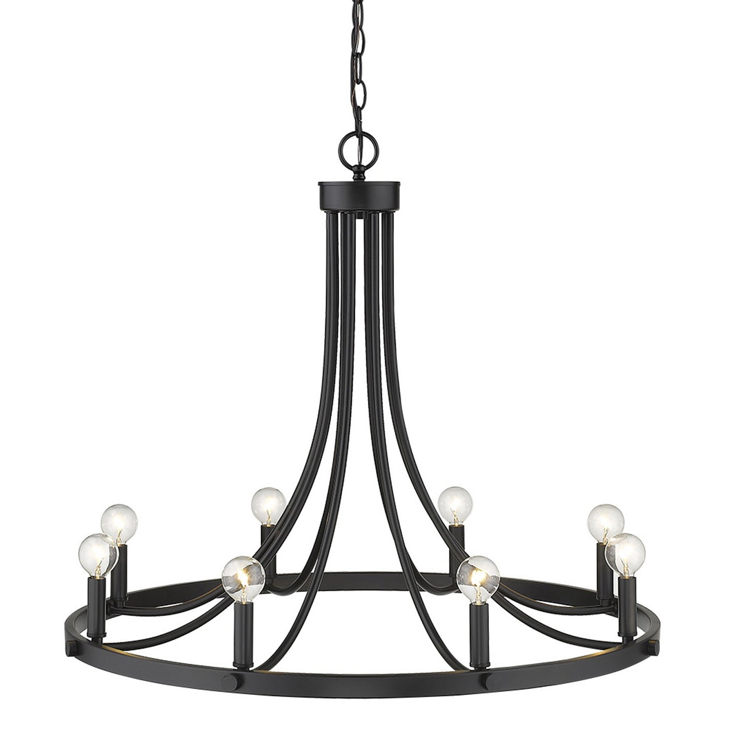 Black Candle Style Eight Light Metal Dimmable Chandelier