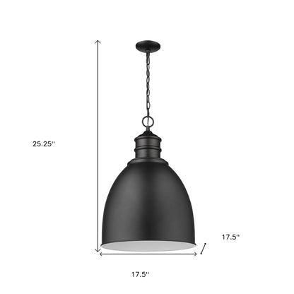 Colby 1-Light Matte Black Pendant With Gloss White Interior Shade