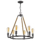 Brown and Black Candle Style Six Light Metal Dimmable Chandelier