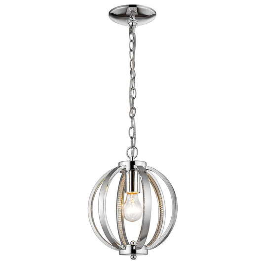 Nevaeh 1-Light Chrome Globe Pendant With Crystal Accents