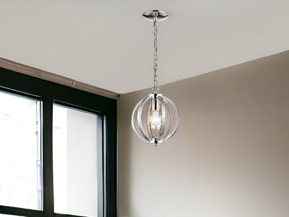 Nevaeh 1-Light Chrome Globe Pendant With Crystal Accents