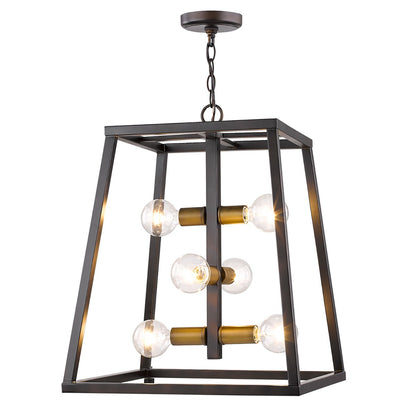 Tiberton 6-Light Oil-Rubbed Bronze Foyer Pendant With Antique Brass Sockets