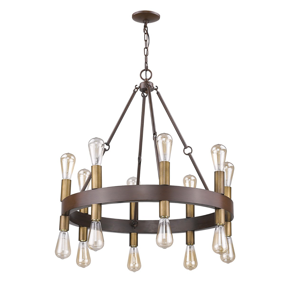 Brown and Black Candle Style Multi Light Metal Dimmable Chandelier