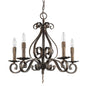 Brown Candle Style Five Light Metal Dimmable Chandelier