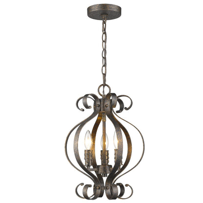 Black Candle Style Three Light Metal Dimmable Chandelier