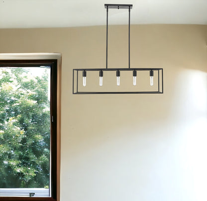 Cobar 5-Light Matte Black Island Pendant