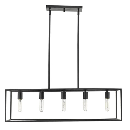 Cobar 5-Light Matte Black Island Pendant