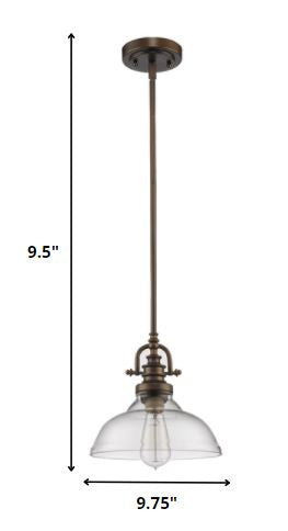 Antique Bronze Hanging Light with Glass Dome Shade