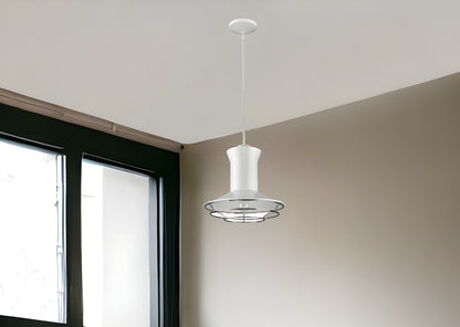 Newport 1-Light White Pendant With Polished Nickel Louver